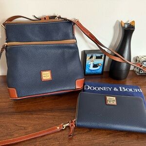 Dooney & Bourke Pebble Grain Cross Body in Midnight Blue with matching wallet